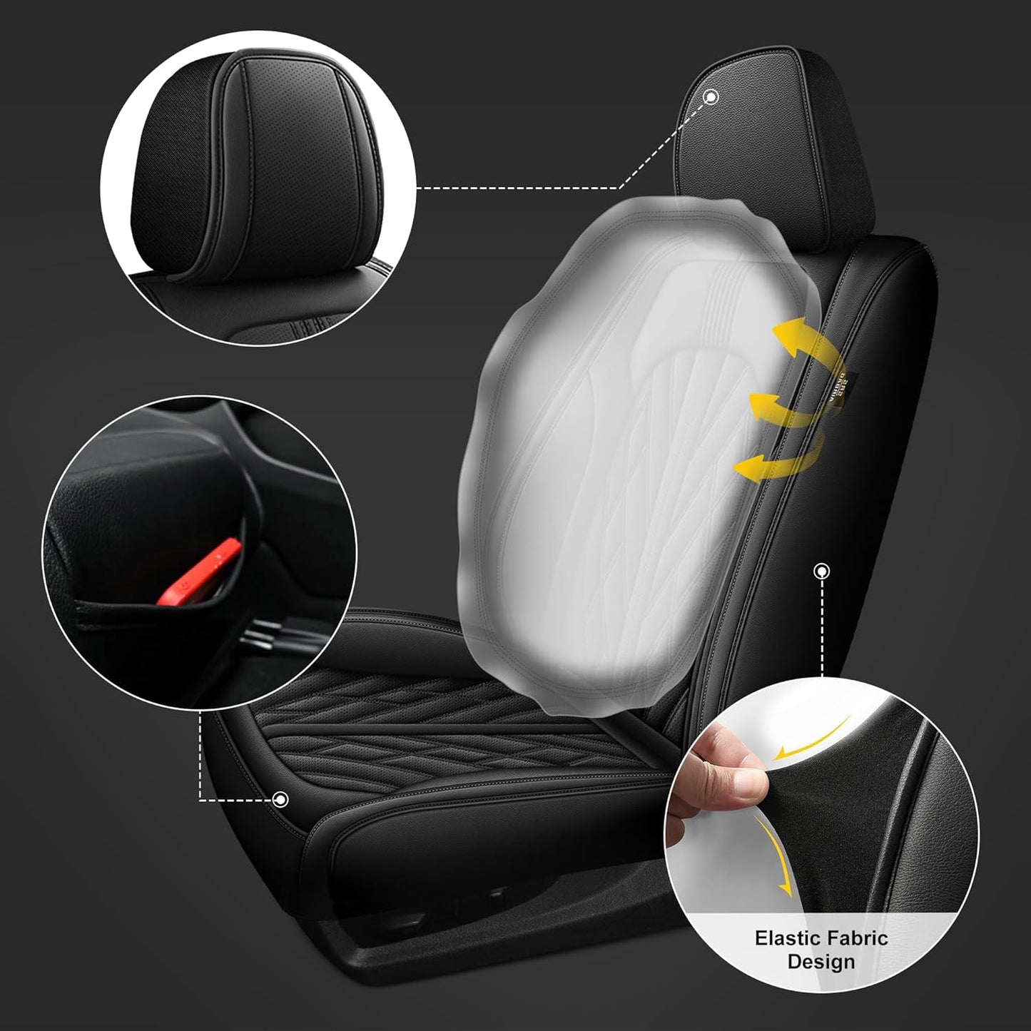 AOMSAZTO Ford Ranger Seat Covers: Full Set Custom Fit 2019 2020 2021 2022 2023 2024 2025 Ford Ranger Breathable Waterproof Leather Seat Protector(5 Seats, Black)