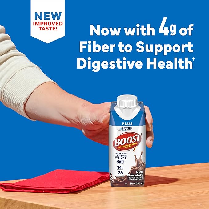 BOOST Plus Nutritional Drink, Rich Chocolate, 8 fl oz (Pack of 24)