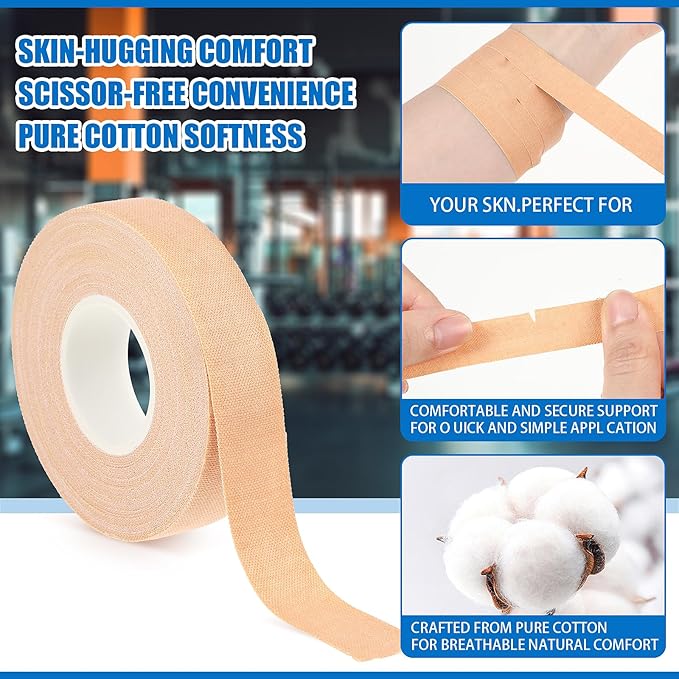 Finger Tape, 0.5 Inch x 10 Yard Nude Athletic Tape Extra Strong Adhesive, 3 Rolls Sport Tape, Medical Tape, Foot Tape for Rock Climbing, Grappling, Basketball, Lifters and BJJ Finger Tape