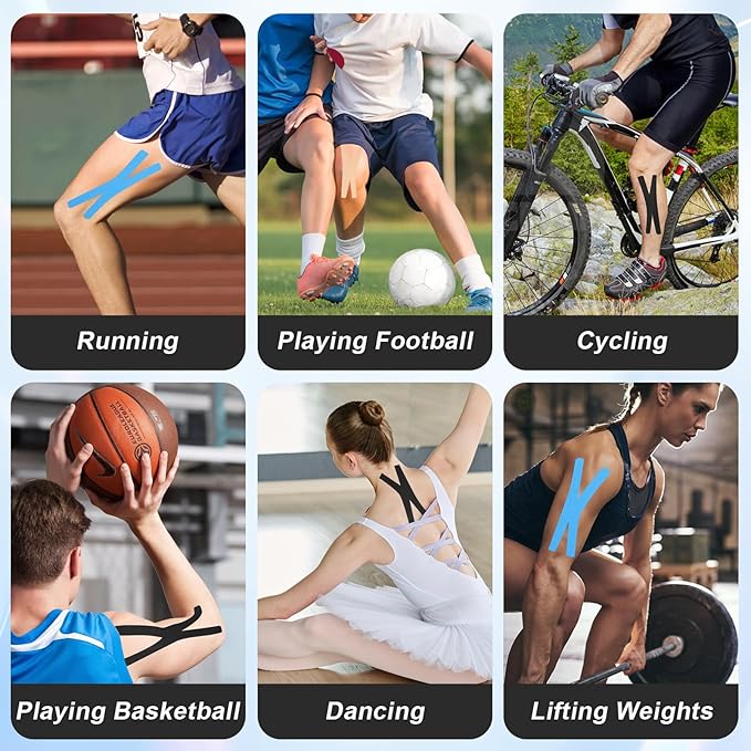 Waterproof Breathable Athletic Elastic Sports & Weightlifting Tape, Injury Recovery-Muscle Strain Relief & Joint Support(3 Colors Mixed) (X-Shaped)