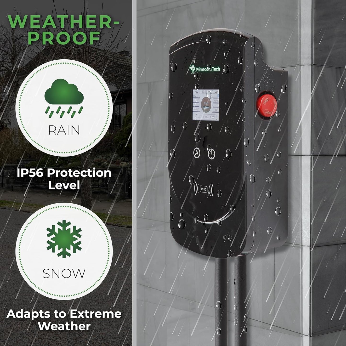 PRIMECOM 80 Amp 22KW 220Volt Level-2 18ft to 50ft Cord Lengths 20X Fast Smart Electric Vehicle EV Charging Station Ford Transit F-150 Lucid Air Polestar TeslaXS Taycan (50 Feet)