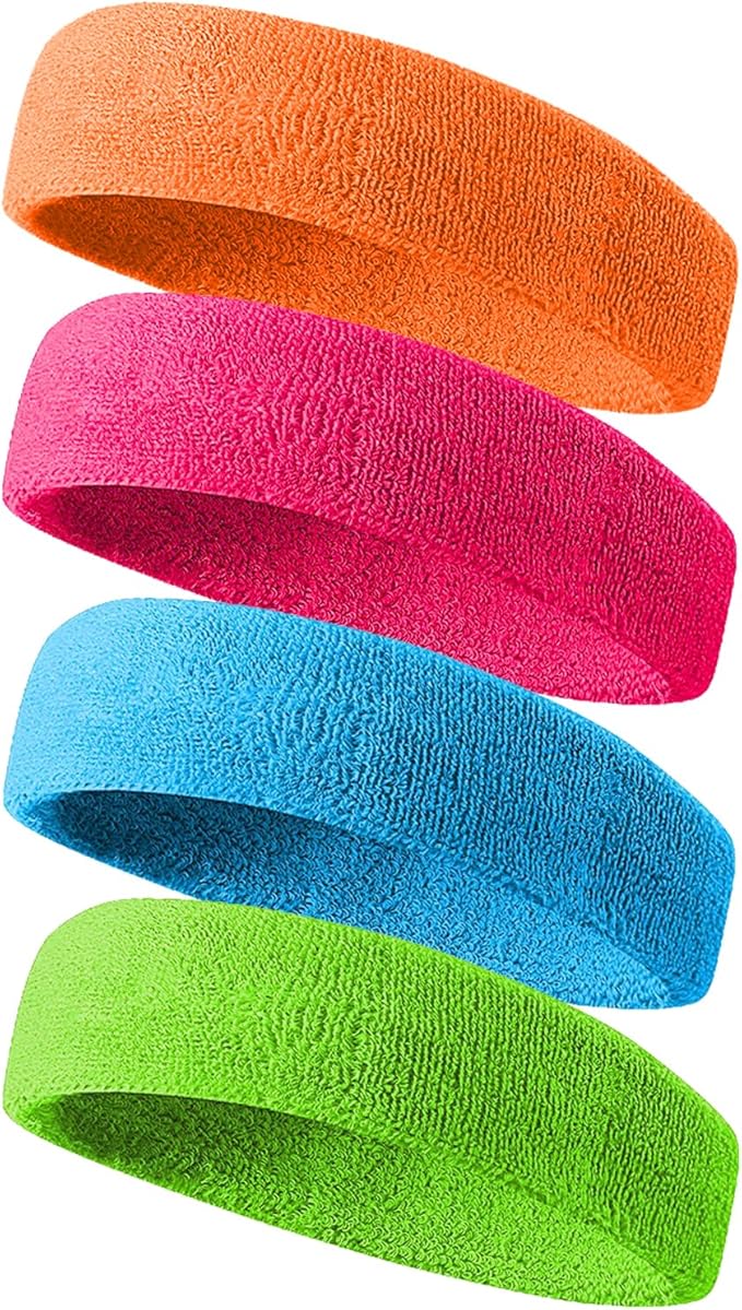 Tanluhu Sweatbands Sport Headbands for Men & Women,Terry Cloth Sweat Band for Tennis, Running, Basketball, Working Out, Execise - Athletic Sweat Cotton Headband Outdoor