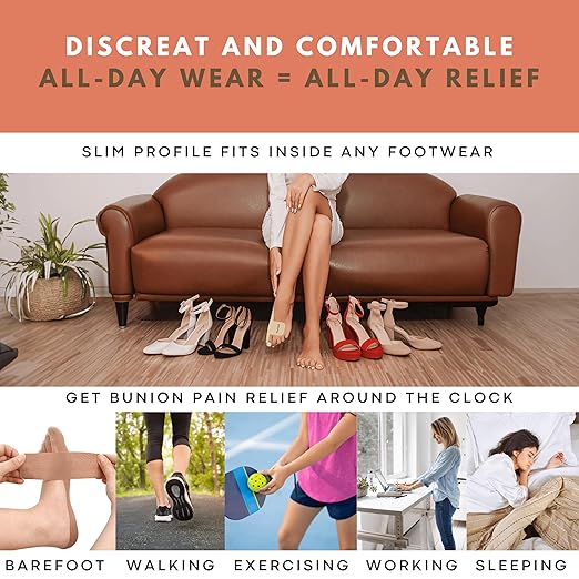 Bunion Corrector & Pain Relief Kinesiology Athletic Tape | For Bunions & Turf Toe | Big Toe Spacer/Separator/Straightener Tape for Men & Women | 80 Precut Kinesiology Tape Pcs | Nude Color