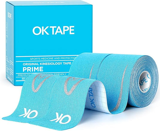 OK TAPE Synthetic Kinesiology Tape Prime, Breathable Sports Athletic Tape for Joint & Muscle discomfort, Latex Free and Water Resistance, 2 Roll, 2in×16.4ft-Blue