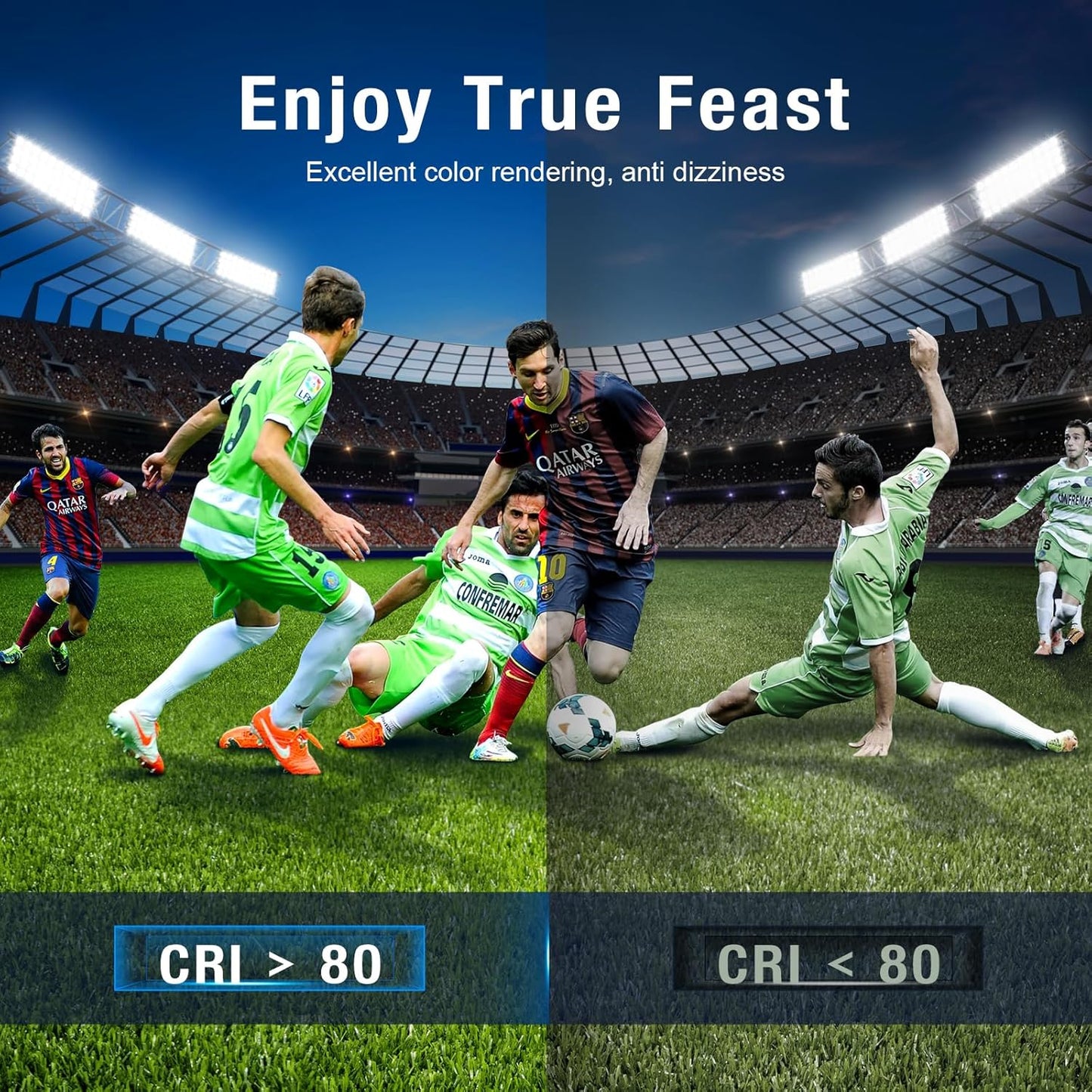 750W LED Stadium Lights, Heavy-Duty High Mast Sport Court Light Outdoor IP66 10KV Surge Large Arena Industry and Commercial Lighting with 40 Degree for Airport Area Parking Lot