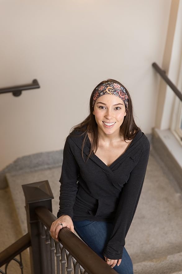 RiptGear Stretch Sport Headband for Women (Dark Unique) — Made of Non-Slip Sweat Wicking Fabric — Great for Yoga, Running or The Gym — Soft Headband That Fits Most Head Sizes — (1-Pack)