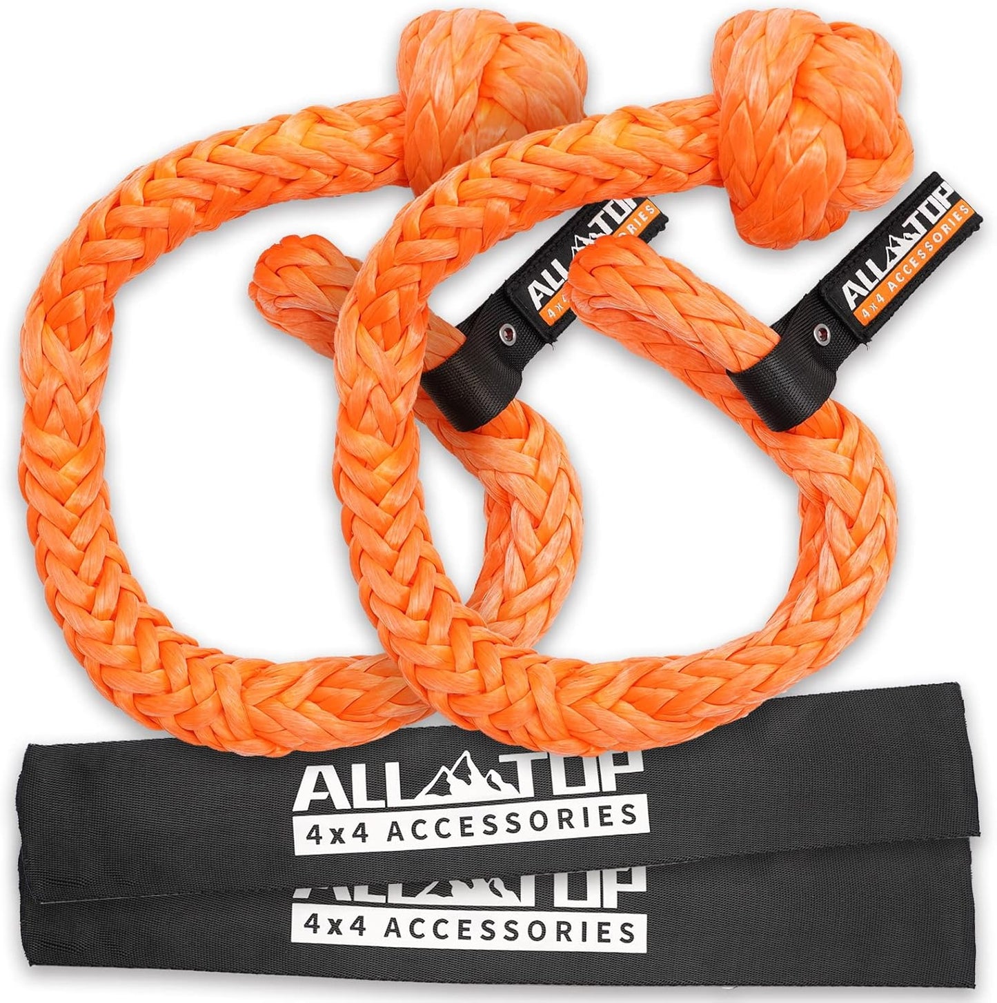 ALL-TOP Kinetic Recovery Rope Kit w/ 2 Soft Shackles, 48000Lbs, 1in x 20ft, Heavy Duty 30+% Elasticity, 16000Lbs Work Load Limit