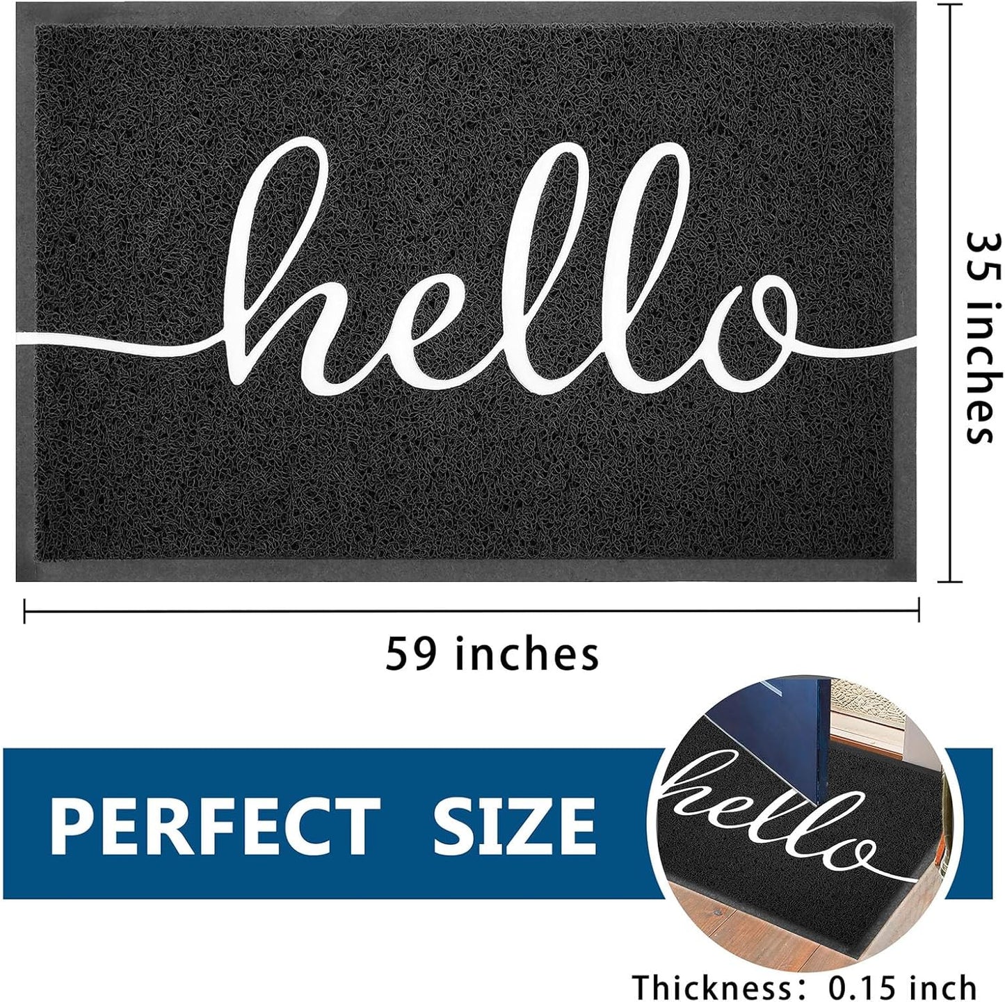 EARTHALL Funny Hello Mats Outside/Inside 59"x35", Front Door Mat Outdoor Entrance, Indoor Outdoor Mats for Home Entrance, Funny Doormat Outside/Inside Entrance, Front Porch Decor for Farmhouse