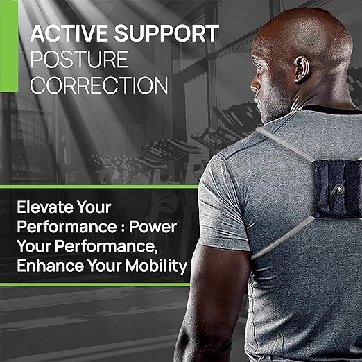 PRIMEKINETIX PostureMedic Dynamic Posture Brace for Neck and Back Support -For Enhanced Shoulder Alignment, Posture Improvement & Stretching-L(Silver)