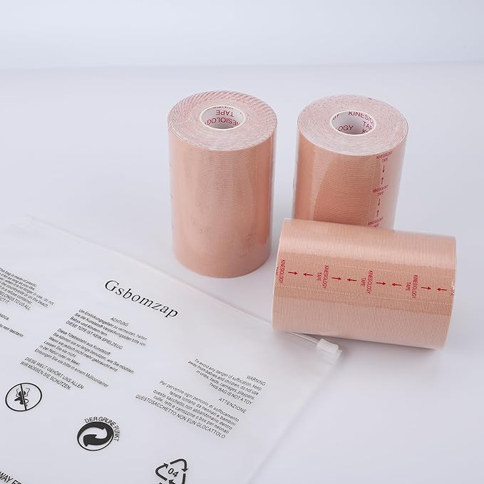 3 Pack Kinesiology Tape, 4in x 5.5yd Water Resistant Muscle Support Adhesive Sport Tape for Pain Relief, Latex Free Cotton Elastic Athletic Tape for Joints, Knee, Ankle, Shoulder, Wrist