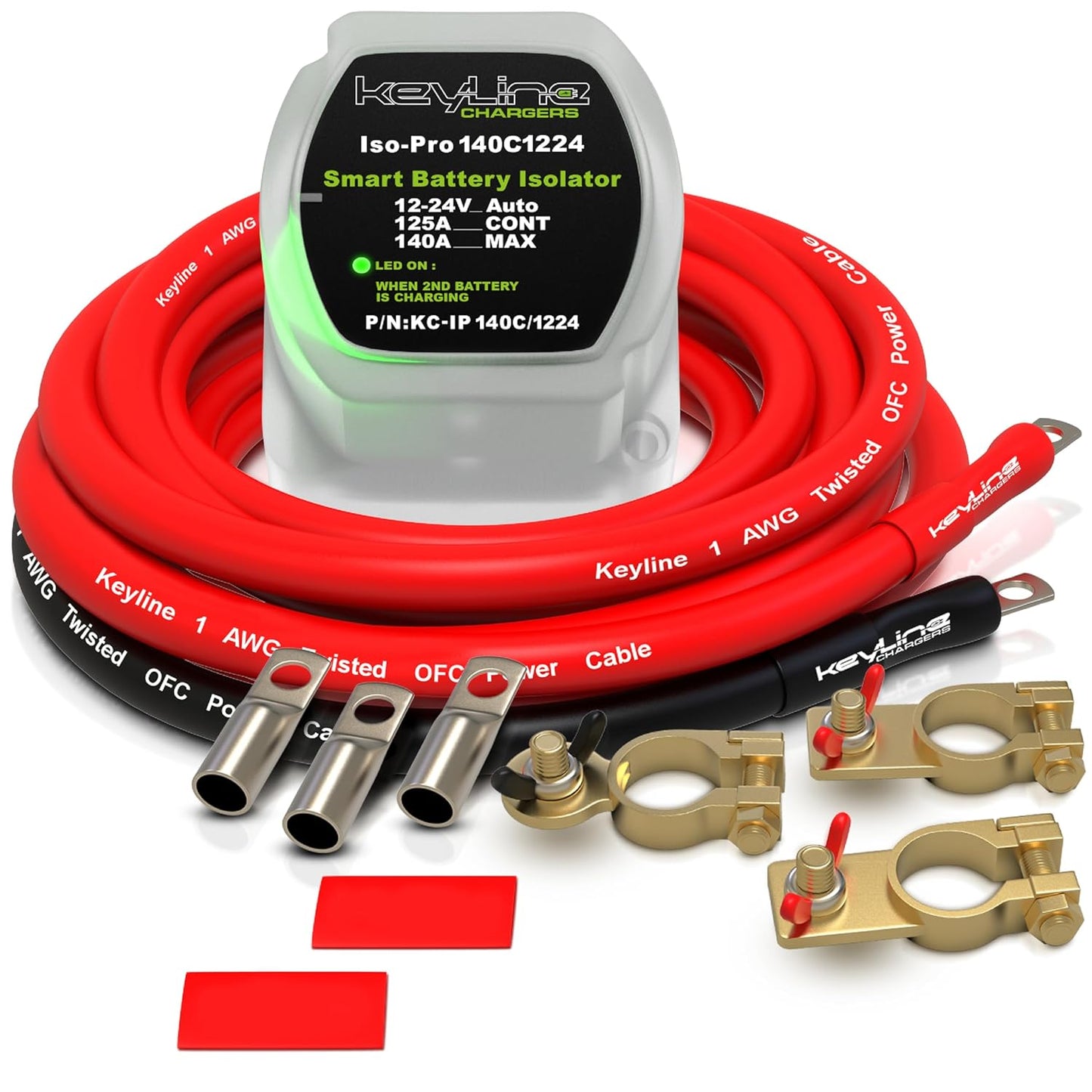 Dual Battery Isolator Kit 12V - 140 Amp Multi-voltage 12v or 24v Kit (VSR) for Dual Battery Setup - Automatic Disconnect Switch for Car, Truck, RV, UTV, ATV, Marine - Battery Wiring Kit