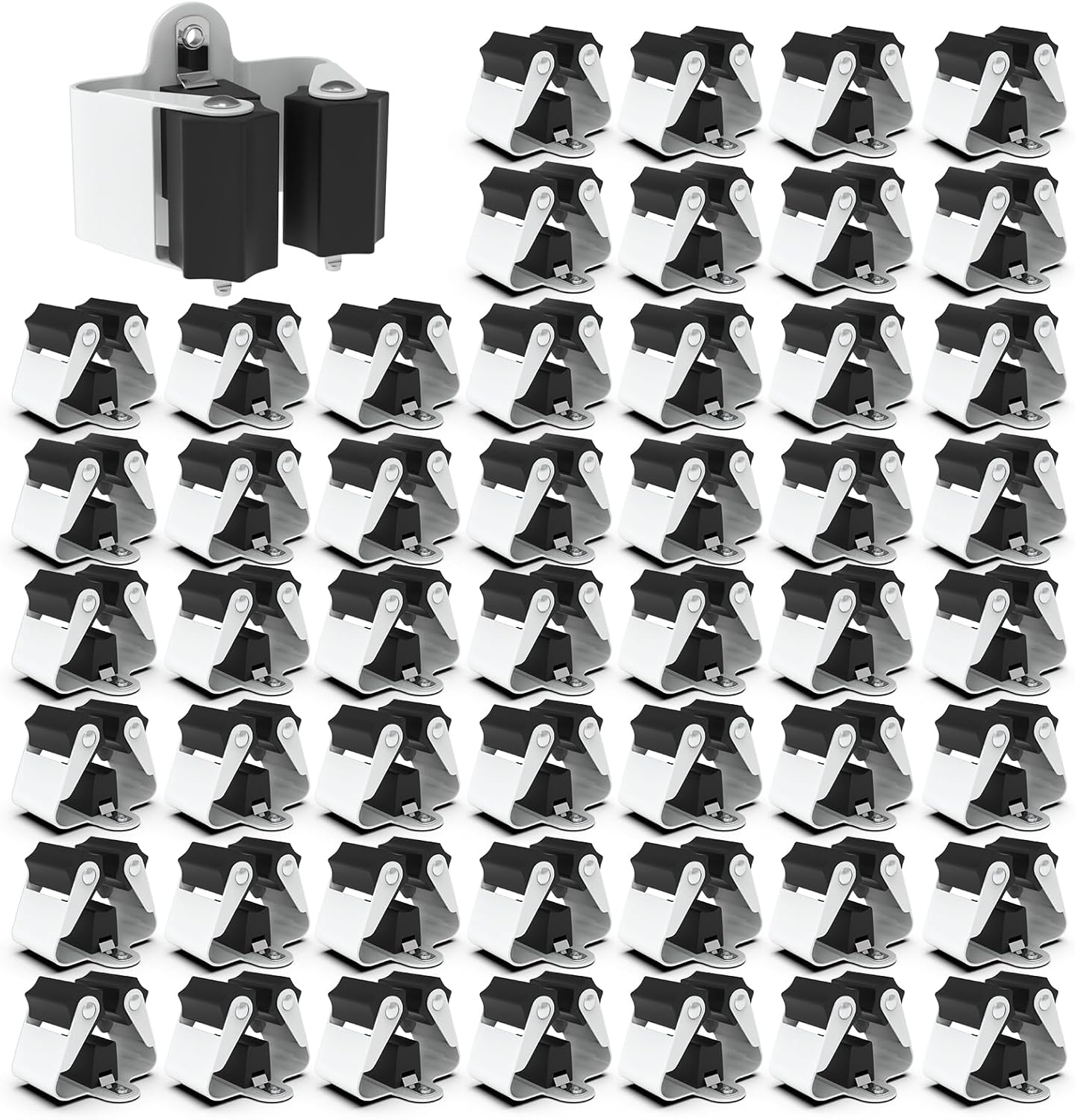 3-H Broom Hanger,Mop Holder Wall Mount 50 Pack, Broom Holder Wall Mount for Hanging and Organizing Shovel,Rake,Brush,Yard Tools in Kitchen,Laundry Room,Bathroom,House(Black)