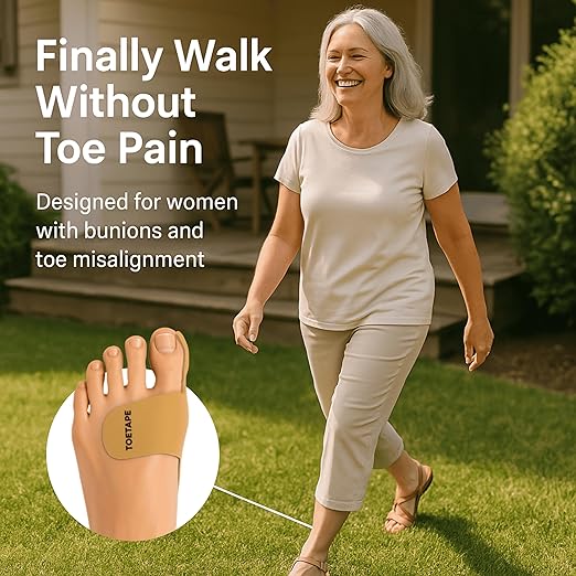 Bunion Corrector & Pain Relief Kinesiology Athletic Tape | For Bunions & Turf Toe | Big Toe Spacer/Separator/Straightener Tape for Men & Women | 80 Precut Kinesiology Tape Pcs | Nude Color