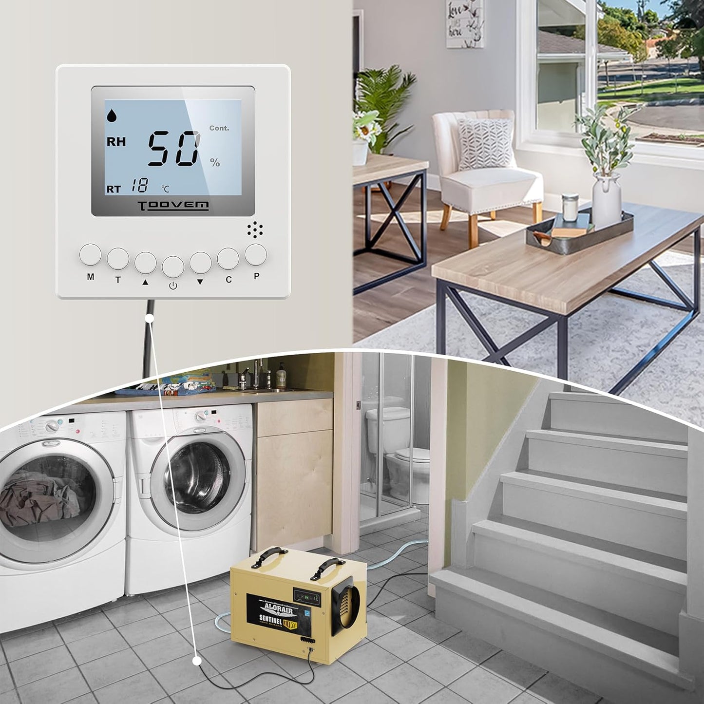 ALORAIR 120 PPD Commercial Dehumidifier, with Drain Hose for Crawl Spaces, Basements, Industry Water Damage Unit, cETL Listed, Compact, Auto Defrost Crawlspaces Dehumidifiers, Gold