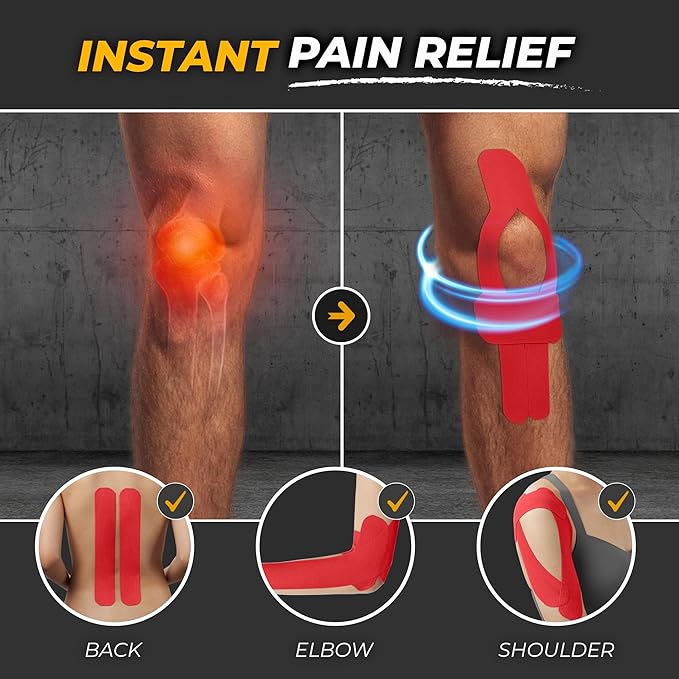 Kinesiology Tape-Incredible Support for Athletic Sports and Recovery + Free Taping Guide - Pre-Cut 2 inch 16.4 feet (Crimson Red + Free Taping Guide, 1 Pack)