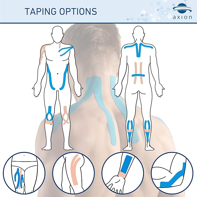Kinesiology Tapes PRECUT Blue Beige | 50 Pre-Cut Sport Tape Strips 10x2 in | Waterproof • Skin-Friendly • Elastic | Kinesiology Tapes Ideal for Sports
