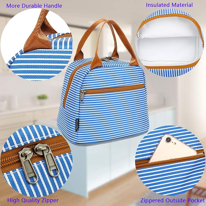 FlowFly Insulated Lunch Cooler Bag - Tote Bag Organizer for Women/Men, Royal