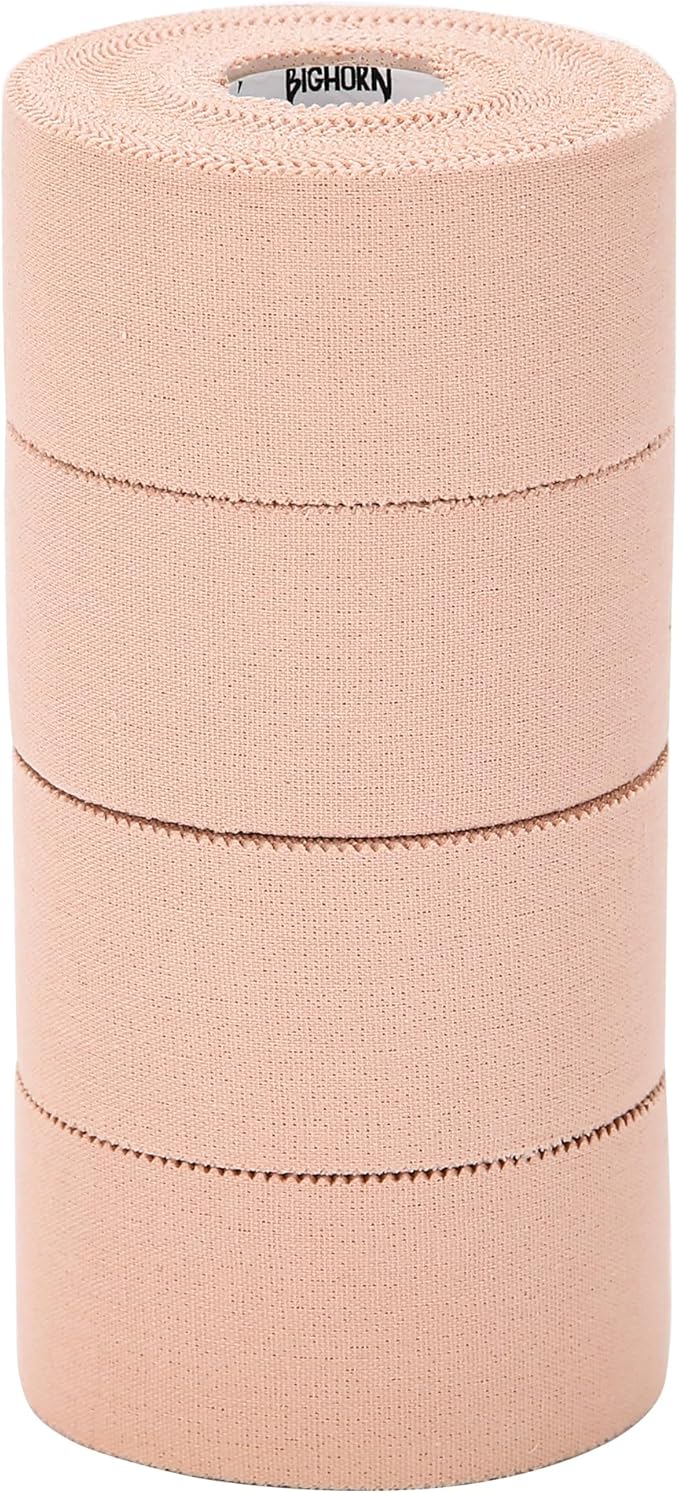 Bighorn Athletics Sports Tape | EZ-Tear Nude Athletic Tape for Wrist, Ankle & Foot Support | Zinc Oxide Infused & Latex-Free Adhesive, Breathable Cotton Fabric, 1.5-Inch x 45-Feet, 4 Rolls, Nude