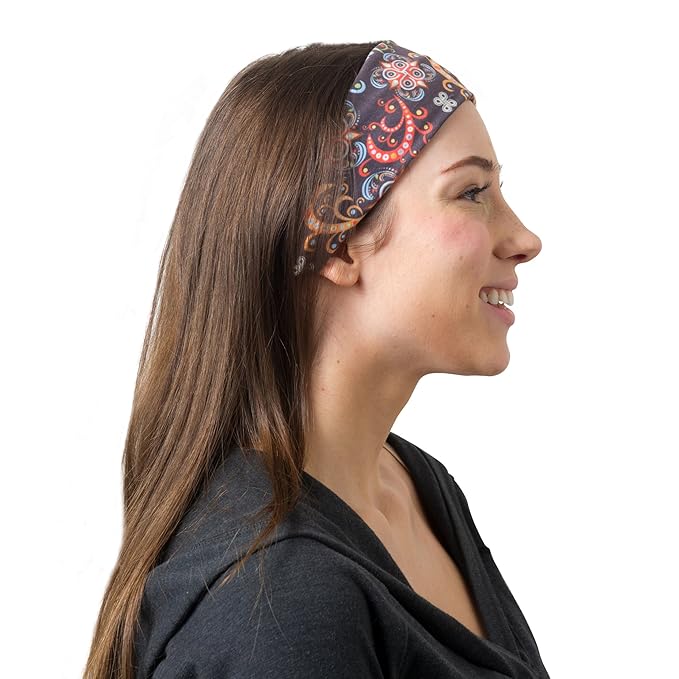 RiptGear Stretch Sport Headband for Women (Dark Unique) — Made of Non-Slip Sweat Wicking Fabric — Great for Yoga, Running or The Gym — Soft Headband That Fits Most Head Sizes — (1-Pack)