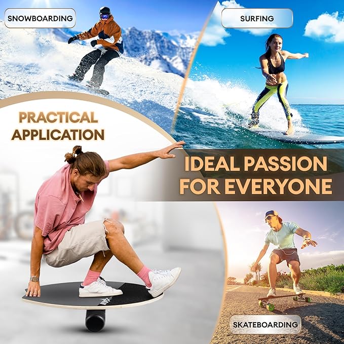 Yes4All Balance Board Sports Trainer, Surf Trainer Board With Adjustable Stoppers, Improve Core Strength and Balance Control