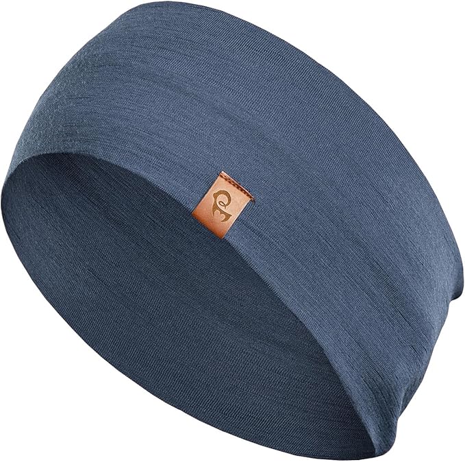 menique Dry Wide Sports Headbands for Women 100% Merino Wool Workout Accessories Wide Yoga Bandana or Scarf Multifunctional Breathable Sweatbands for Running, Cycling, Football, Fitness