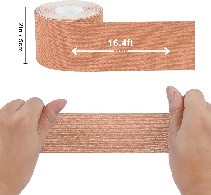 Kinesiology Tape Elastic Kinesiology Therapeutic Tape Athletic Tape Breathable Sports Uncut Tape Therapy Recovery for Knee Pain, Elbow, Shoulder Muscle and Joint Support 2 Inch x 16.5 feet