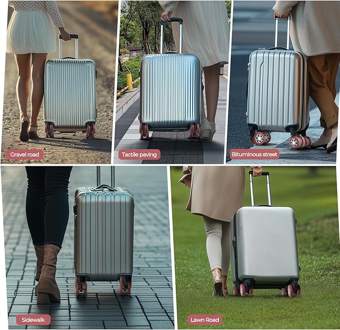 8 Pcs Upgrade Luggage Wheel Covers, Carry On Luggage Suitcases,Wear-Resistant, Anti-Noise, Silicone Wheel Protective Covers for 2-2.4" Spinner Wheel,Essential Travel Accessories (Brown)