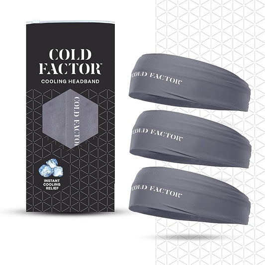COLD FACTOR Instant Cooling Headband 3 Pack | Advanced Evaporative Comfort for Sports & Outdoor | UPF 50+ Protection | Long-Lasting Coolness | Ideal for Fitness, Hiking, Yoga, & Running