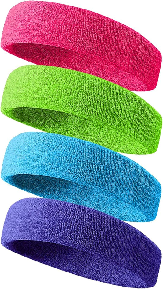 Tanluhu Sweatbands Sport Headbands for Men & Women,Terry Cloth Sweat Band for Tennis, Running, Basketball, Working Out, Execise - Athletic Sweat Cotton Headband Outdoor