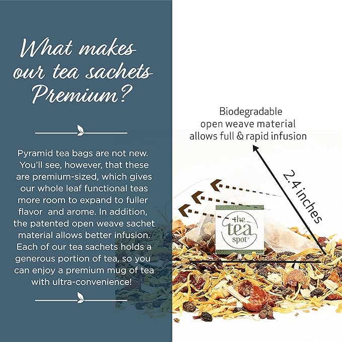 The Tea Spot Organic Immunity Tea with Natural Vitamin C for Immune Support|Blend of Adaptogens, Elderberry, Orange Peel, Ginger, Basil, Lemon Peel & Valerian Root | Caffeine-Free 15 Tea Bags