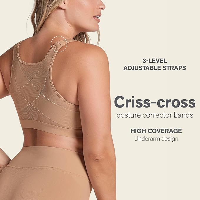Leonisa Posture Corrector Bra Wireless Front Closure Bra for Women Full Coverage