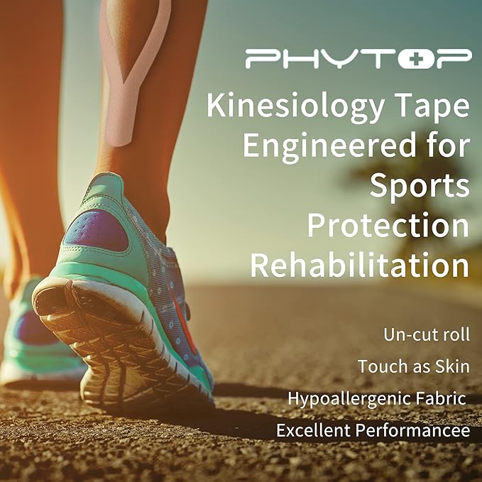 Muscle Tape Kinesiology (2 Rolls Pack) for Athletes, Rock Tape Kinesiology Tape for Physiotherapy Not Pre-Cut, Color Beige