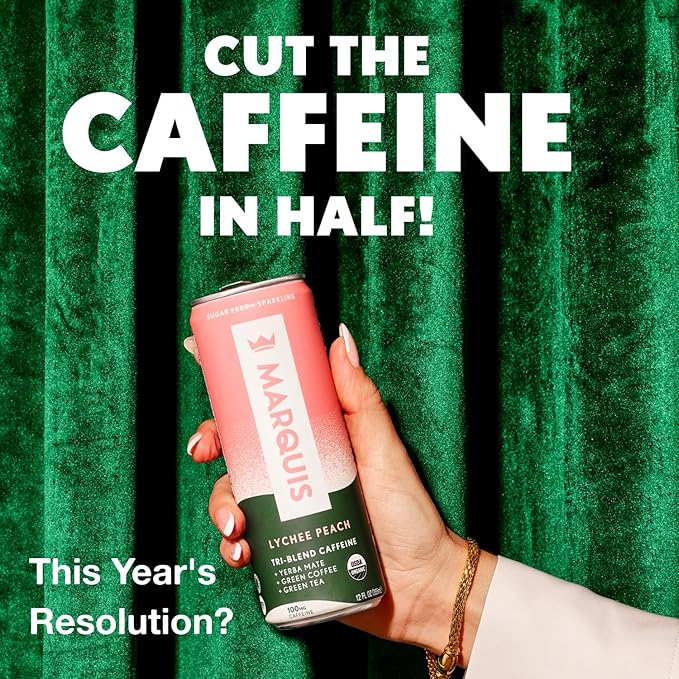 Marquis - Natural Energy Drink - Super Berry - Sugar Free - 0 Calories - 100mg of Organic Plant Based Caffeine - Yerba Mate - Green Tea - Vitamin C & B Vitamins - Vegan - 12 oz Cans - 12 Pack