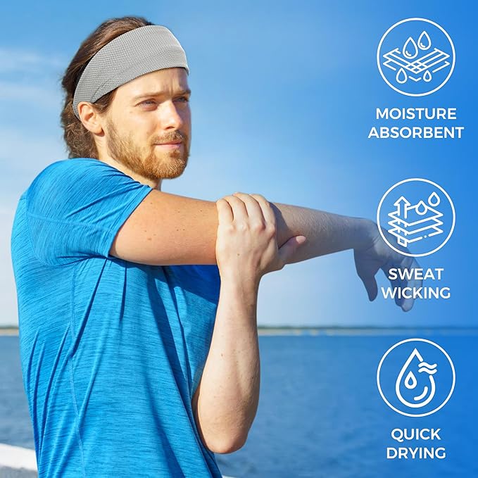 Sukeen Cooling Headband for Men Women, Instant Cooling Running Headband, Sweat Headbands for Workout, Sports Headbands for Yoga, Golf, Gym, Camping, Tennis, 20 inches