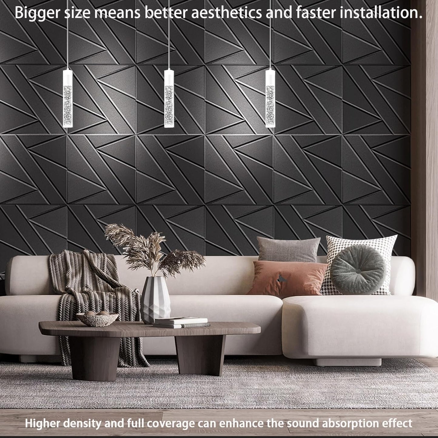 8 Pack Self-Adhesive Soundproof Wall Panels, 15.7 x 15.7 x 0.47 in Sound Proof Foam Panels for Walls, 1.2lb/ft³ High Density, Thicker 0.47in, Large Size Acoustic Panels, Sound Dampening Panels Black