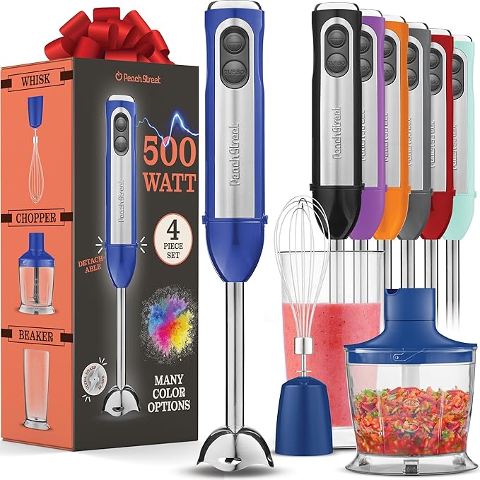 Multi-Use Immersion Blender Set, Hand Blender with Powerful Copper Motor 800W, High Speed, Turbo Mode, 3-in-1 Handheld Blender Stick Stainless Steel Blades, Whisk, Beaker, Measuring Marks, and Chopper