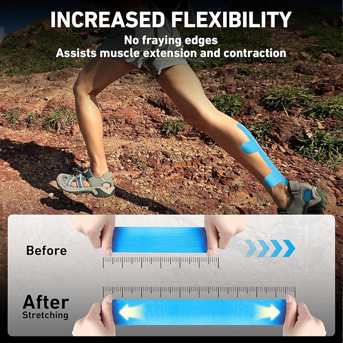 Kinesiology Tape for Achilles Tendon, KTQUICK 12 Count Achilles Tendon Tape Precut, Original Cotton Waterproof & Breathable, Enhance Elastic Kinesiology Athletic Tape for Achilles and Muscle Support