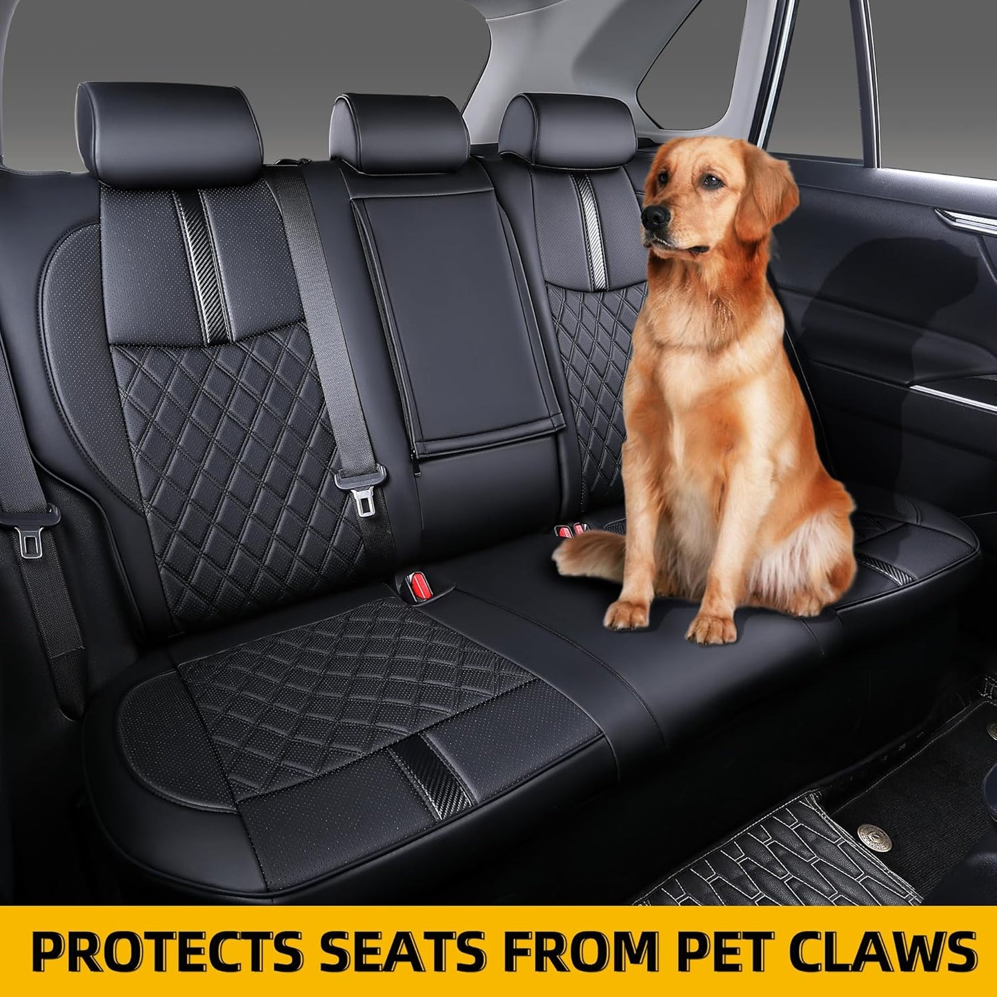 Custom Fit RAV4 Seat Covers for 2019-2025 Toyota RAV4 Hybrid LE,XLE,XLE Premium,Limited Full Coverage Waterproof Leather Car Seat Covers Full Set (Black)