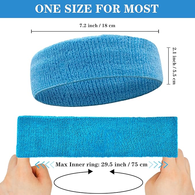 4 Pack Sweatbands Sports Headband for Men and Women, Moisture Wicking Athletic Workout Headband for Running, Tennis, Basketball, Yoga, Gym Stretchy Unisex Sweatband
