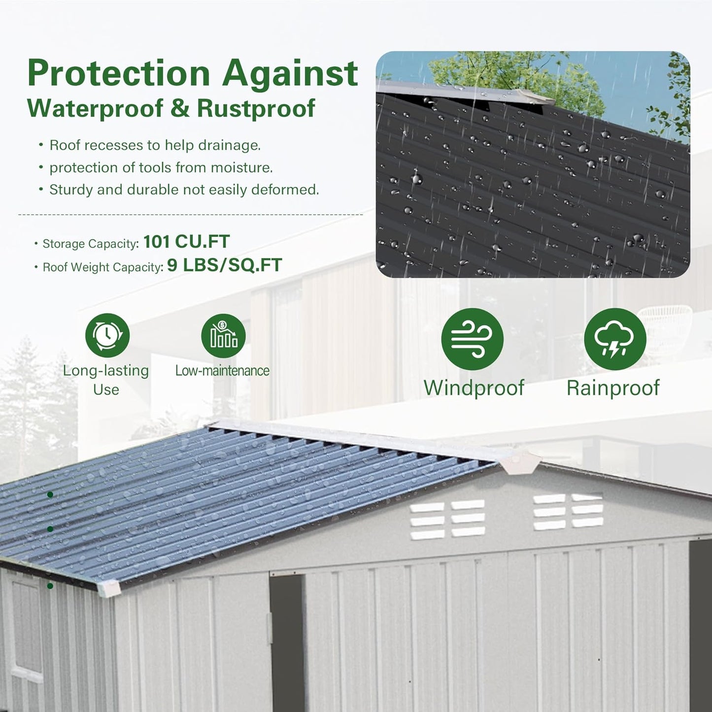 6 x 4 FT Outdoor Storage Metal Shed, Bike Garden Tool Shed with Slooping Roof, Lockable Doors and Aluminum Frames, Shed Easy to Assemble for Garden, Patio, Lawn, White