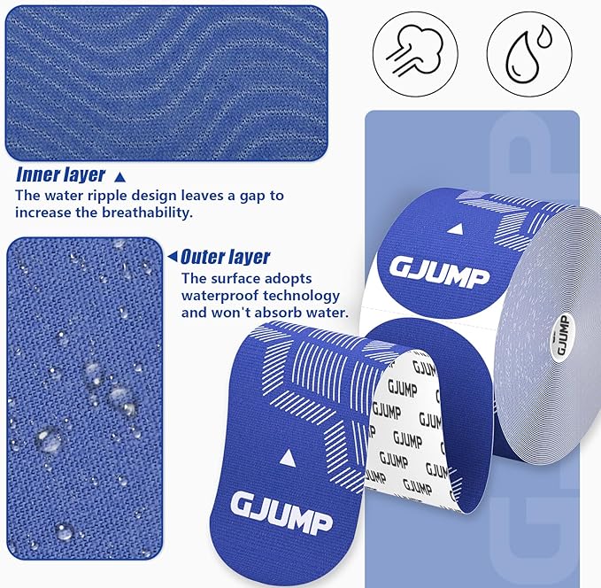 Kinesiology Tape, Original Cotton Elastic Athletic Tape for Muscle Strain Relief & Joint Support, 40 Count Precut Strips 2 Rolls, Waterproof & Breathable Sports Tape for Support and Recovery