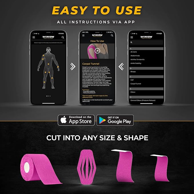 Kinesiology Tape-Incredible Support for Athletic Sports and Recovery + Free Taping Guide - Pre-Cut 2 inch 100 feet (Wild Pink + Free Taping Guide, 1 Pack)