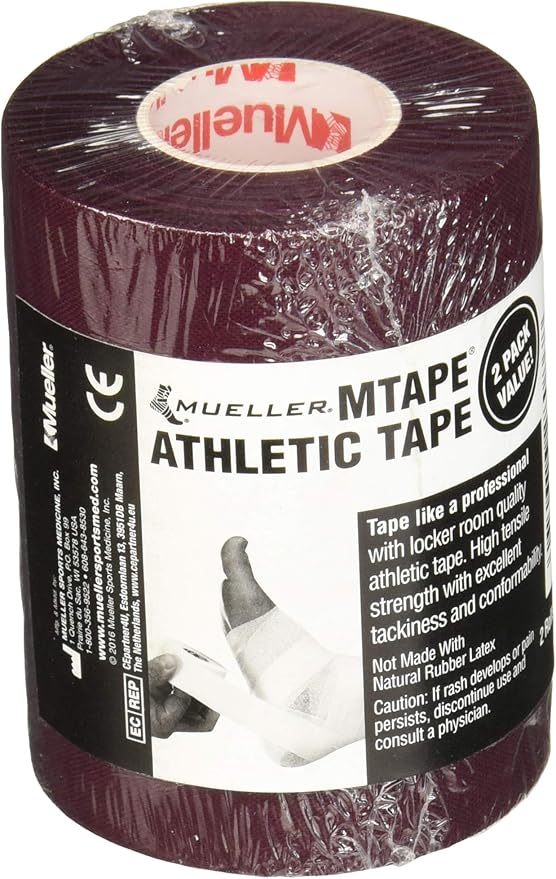MUELLER Sports Medicine MTape Rolls, Quality Athletic Tape, Easy to Tear for Fast & Effective Taping, 1.5" x 10 Yards Per Roll, 2 Rolls