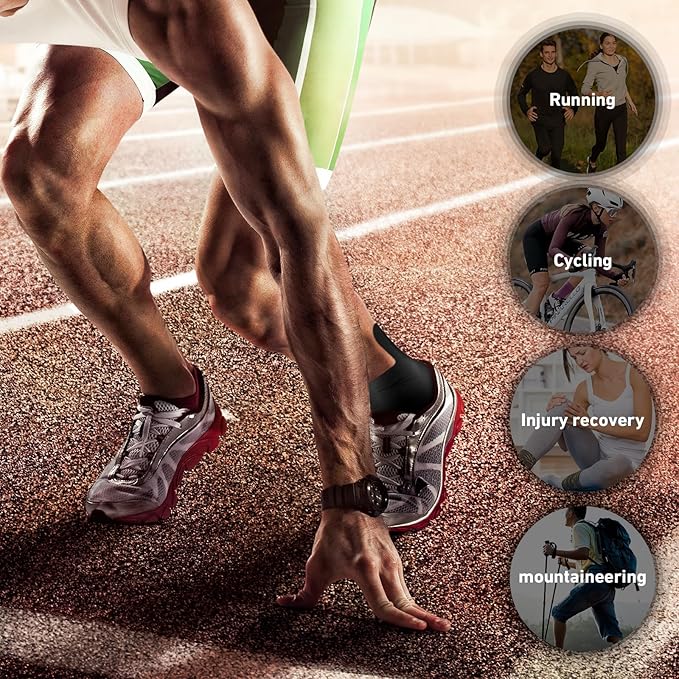 Kinesiology Tape for Ankle, KTQUICK 12 Count Ankle Tape Precut, Original Cotton Waterproof & Breathable, Enhance Elastic Kinesiology Athletic Tape for Ankle Support and Muscle to More Sports (Black)