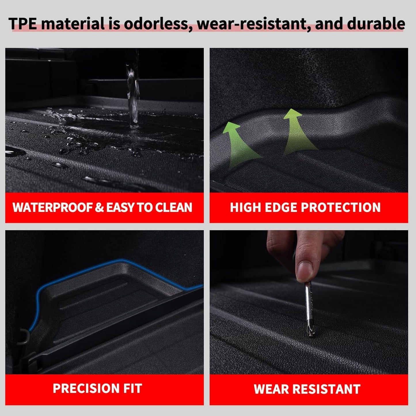 Floor Mats for 2014-2019 Chevy Silverado GMC Sierra 1500 Crew Cab, Chevrolet Silverado/Sierra 2500 HD/3500 HD Crew Cab TPE All Weather Protection Car Floor Liners Accessories