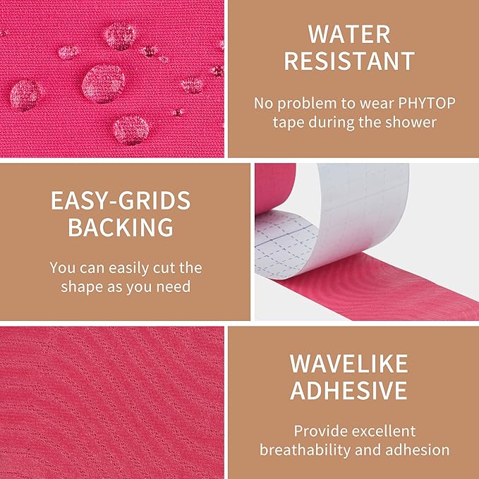 Pink Athletic Tape Kinesiology Tape Bulk 2 Inches X 16.4 Feet Uncut Roll (2 Rolls)