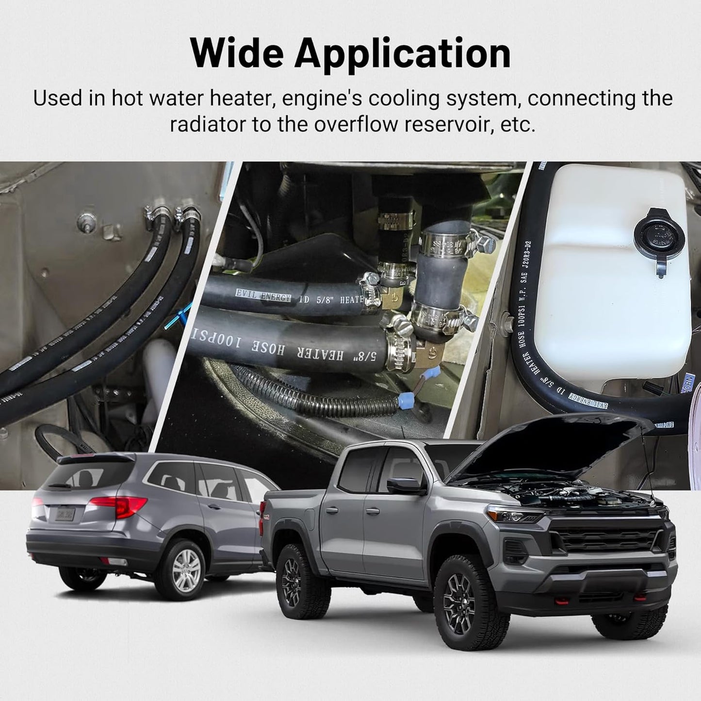 EVIL ENERGY 1" Heater Hose Coolant Radiator Straight 60PSI SAE 20R3 15FT Black