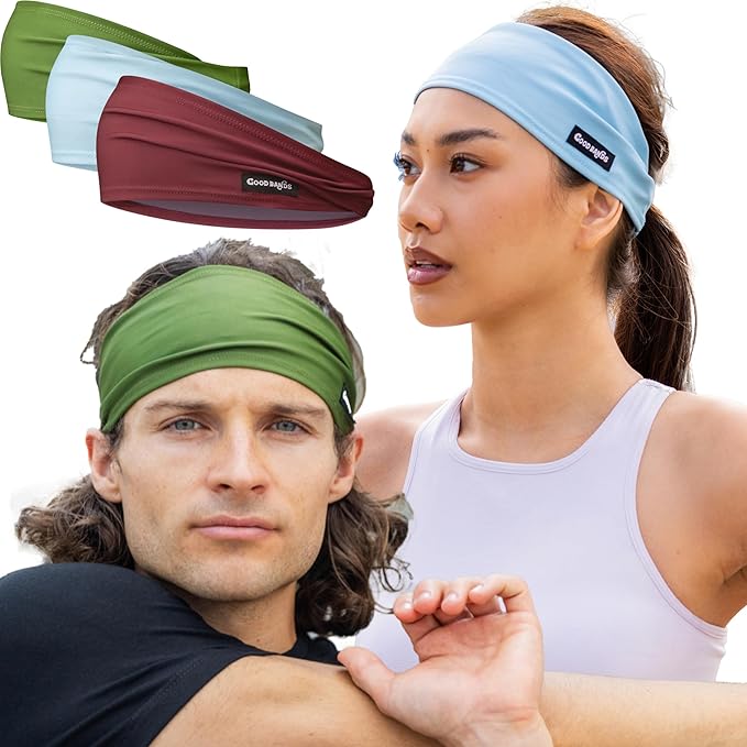Sweatband for Men and Women - Unisex Headband That Wicks Moisture and Eliminates Excess Sweat - Durable & Long-Lasting - Running, Sports, Football, Triathlons, Construction, Yoga, Gym