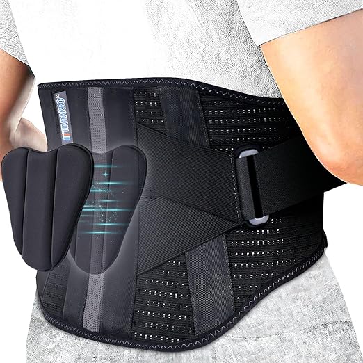 Lower Back Brace for Pain Relief, Back Brace Back Support Belt, Flexible Lumbar Support, Back Support Brace for Lifting at Work, Scoliosis Pain Relief Brace (Black,2XL Fits 37.5”-47” Belly Waist)
