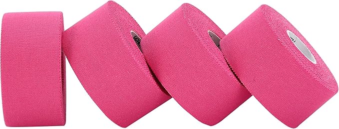 Bighorn Athletics Sports Tape | EZ-Tear Pink Athletic Tape for Wrist, Ankle & Foot Support | Zinc Oxide Infused & Latex-Free Adhesive, Breathable Cotton Fabric, 1.5-Inch x 45-Feet, 4 Rolls, Pink